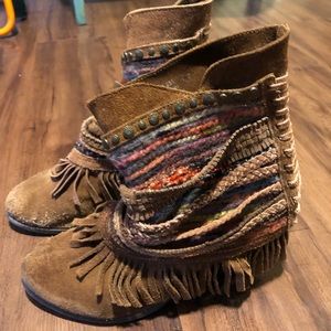 Naughty Monkey Suede Fringe Booties size 8